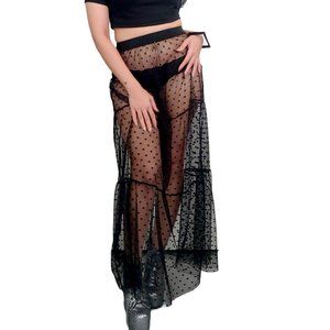 Polka Dot Tiered Gothic Cottagecore Maxi Skirt